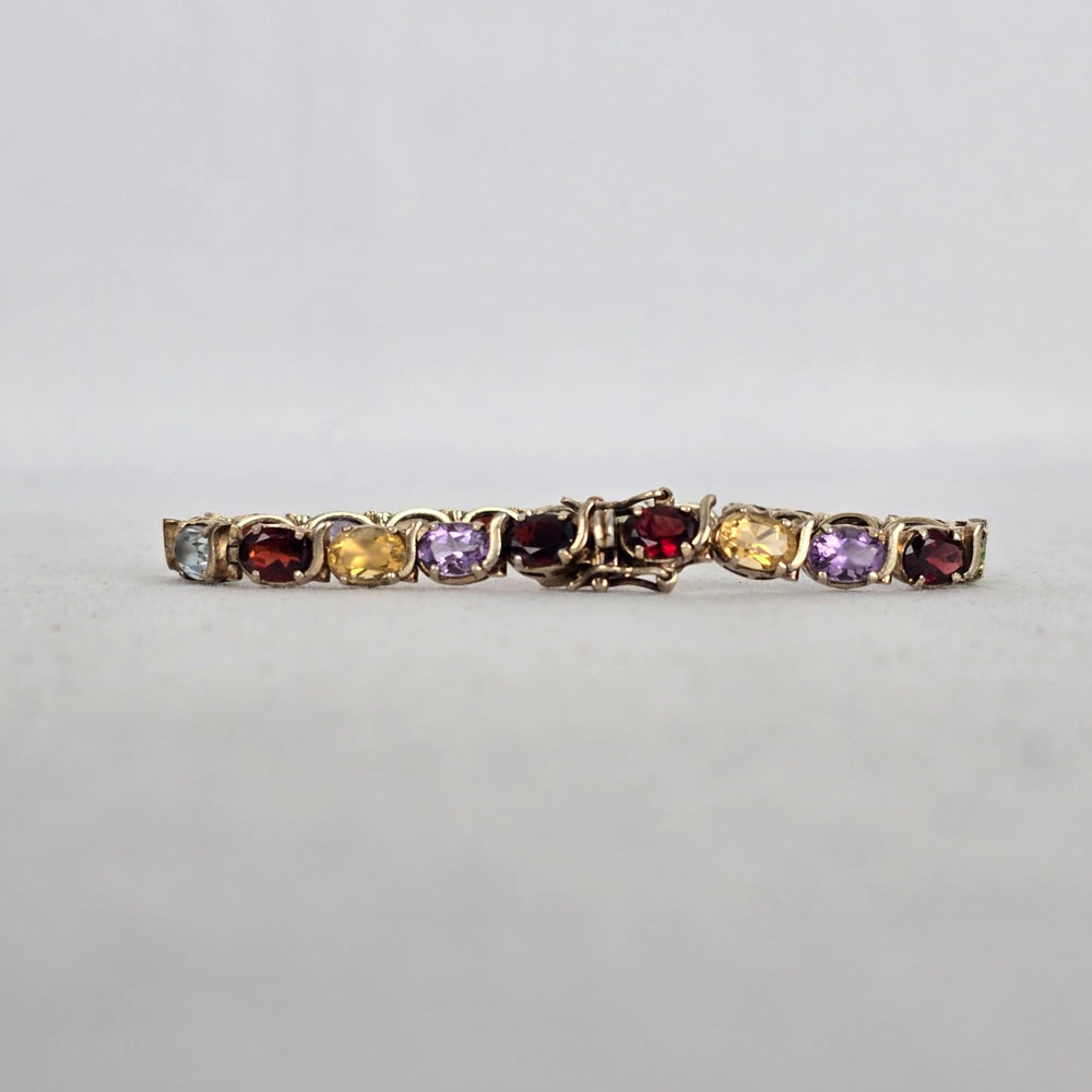 Genuine Multi-Gemstone Tennis Bracelet — Sterling Silver, Gold Vermeil