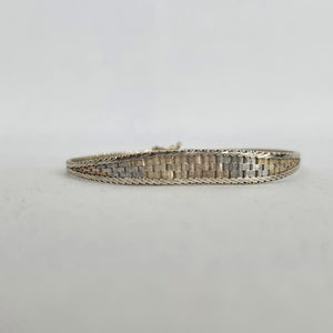 Sterling Silver Woven Herringbone Bangle Bracelet — Italy