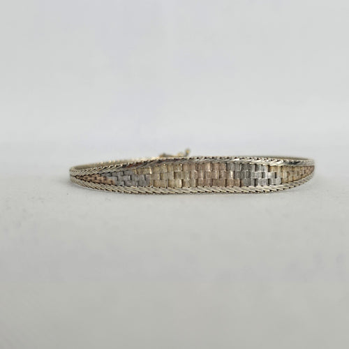 Sterling Silver Woven Herringbone Bangle Bracelet — Italy