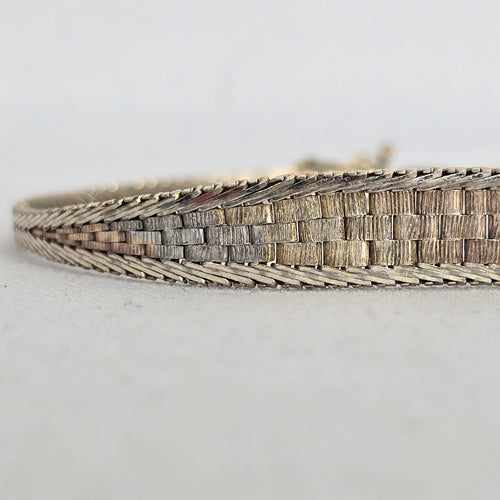 Sterling Silver Woven Herringbone Bangle Bracelet — Italy