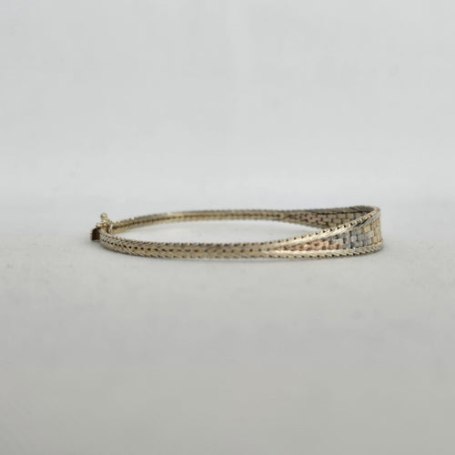 Sterling Silver Woven Herringbone Bangle Bracelet — Italy