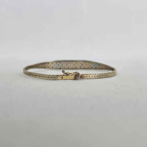 Sterling Silver Woven Herringbone Bangle Bracelet — Italy