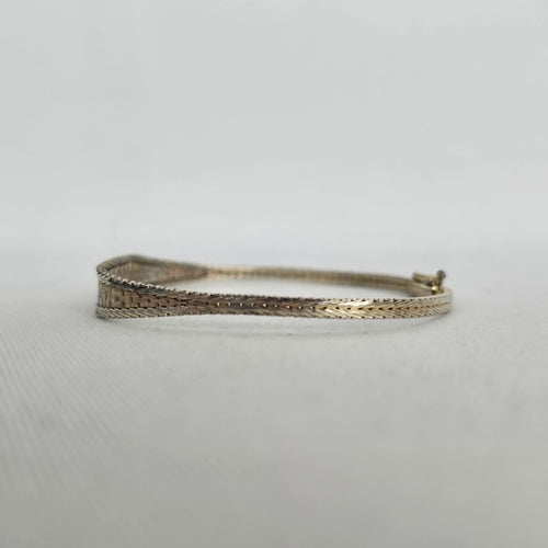 Sterling Silver Woven Herringbone Bangle Bracelet — Italy