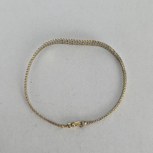 Sterling Silver Woven Herringbone Bangle Bracelet — Italy