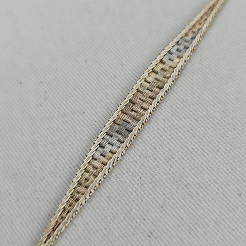 Sterling Silver Woven Herringbone Bangle Bracelet — Italy