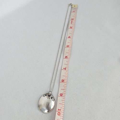 Repurposed Vintage Spoon Pendant 925 Sterling Chain Necklace Cherub Charm