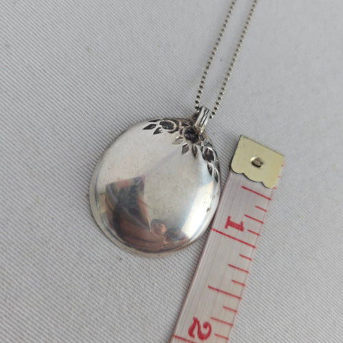 Repurposed Vintage Spoon Pendant 925 Sterling Chain Necklace Cherub Charm