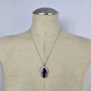 925 Sterling Silver Marquise Purple Stone Pendant Necklace