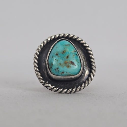 Vintage Southwestern Turquoise Silver-Tone Statement Ring Size 7.5