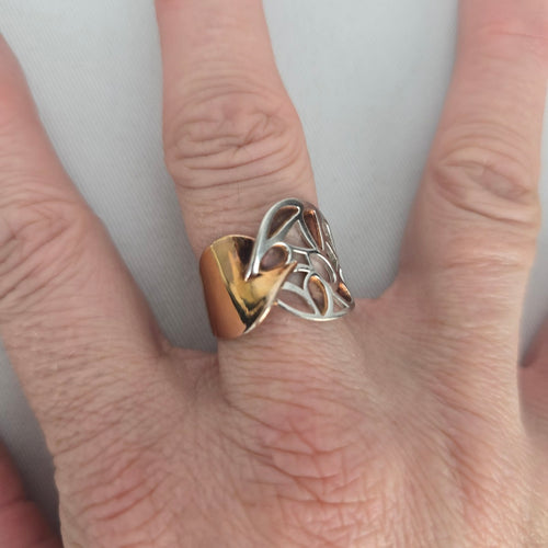 ELLE 925 Sterling Silver Two-Tone Ring Size 9
