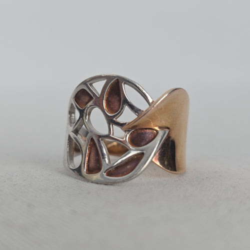 ELLE 925 Sterling Silver Two-Tone Ring Size 9