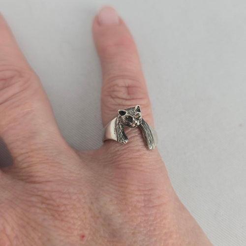 Vintage 925 Sterling Silver Panther Head Ring Size 6