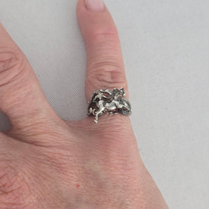 Vintage 925 Sterling Silver Running Horse Equestrian Ring Size 5