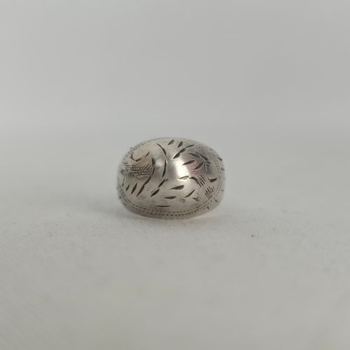 Vintage 925 Sterling Silver Engraved Dome Statement Ring Size 5