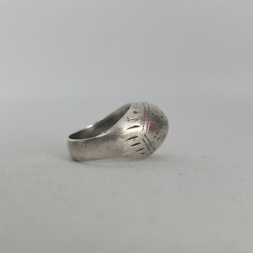Vintage 925 Sterling Silver Engraved Dome Statement Ring Size 5