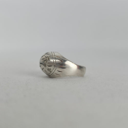 Vintage 925 Sterling Silver Engraved Dome Statement Ring Size 5