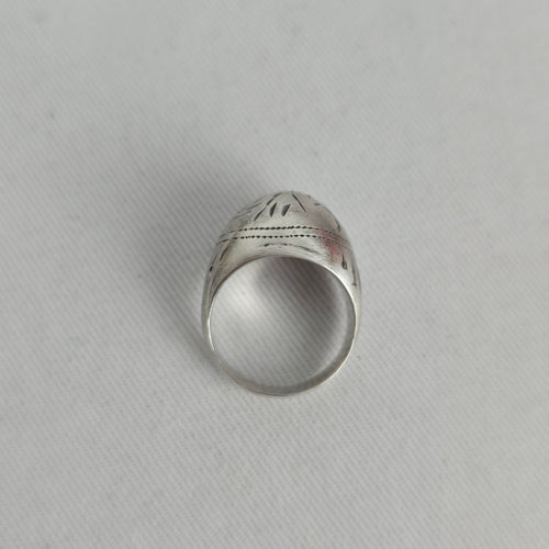 Vintage 925 Sterling Silver Engraved Dome Statement Ring Size 5