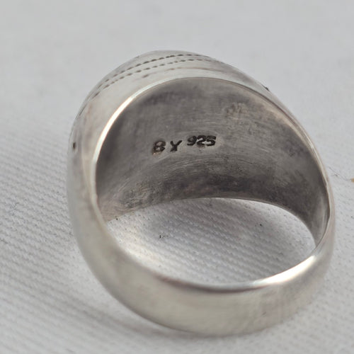 Vintage 925 Sterling Silver Engraved Dome Statement Ring Size 5