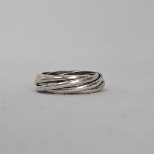 Vintage Silver-Tone Multi-Band Interlocking Rolling Ring Size 7.75