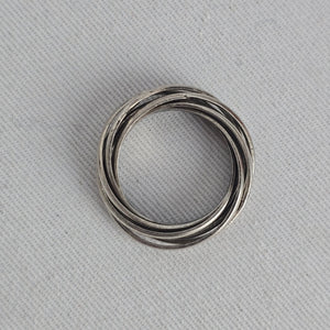 Vintage Silver-Tone Multi-Band Interlocking Rolling Ring Size 7.75