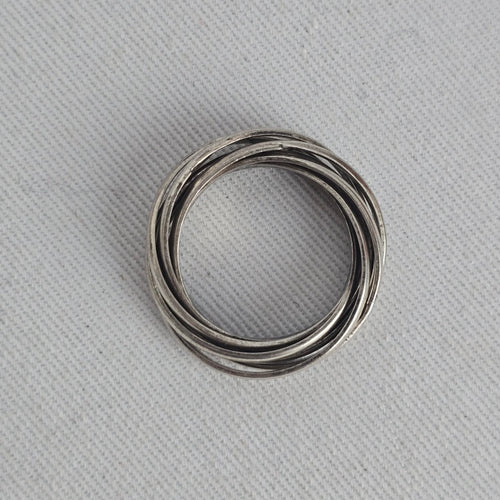 Vintage Silver-Tone Multi-Band Interlocking Rolling Ring Size 7.75
