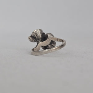 Vintage Sterling Silver-Tone Double Flower Floral Ring Size 6.5
