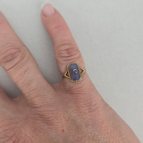 Antique 14k Gold Filigree Ring with Lavender-Blue Stone Size 5