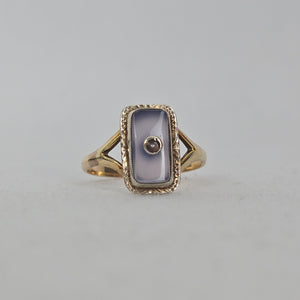 Antique 14k Gold Filigree Ring with Lavender-Blue Stone Size 5