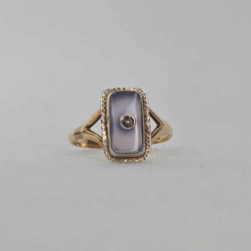 Antique 14k Gold Filigree Ring with Lavender-Blue Stone Size 5