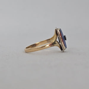 Antique 14k Gold Filigree Ring with Lavender-Blue Stone Size 5