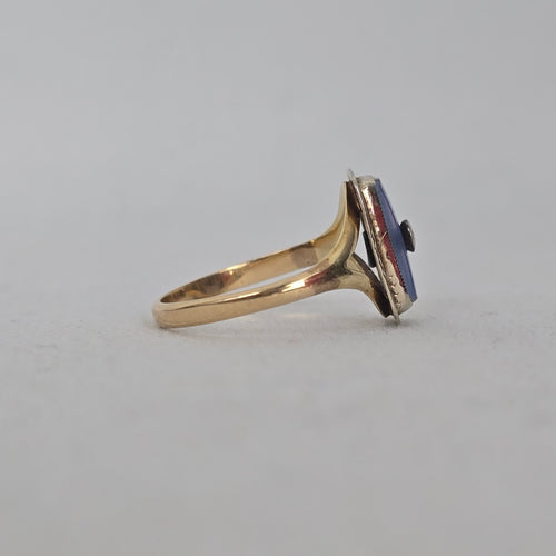 Antique 14k Gold Filigree Ring with Lavender-Blue Stone Size 5