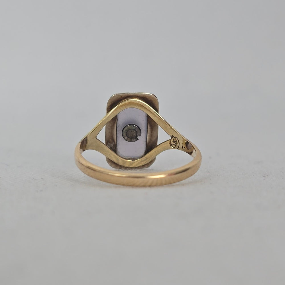 Antique 14k Gold Filigree Ring with Lavender-Blue Stone Size 5