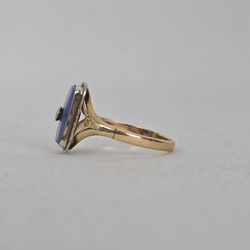 Antique 14k Gold Filigree Ring with Lavender-Blue Stone Size 5