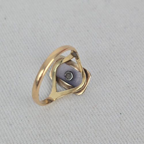 Antique 14k Gold Filigree Ring with Lavender-Blue Stone Size 5