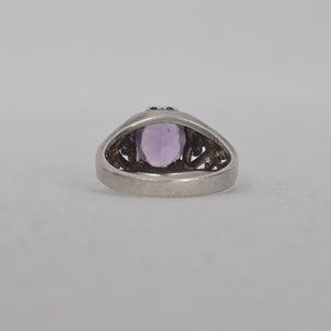 Vintage Sterling Silver Amethyst Filigree Ring Size 8