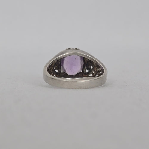 Vintage Sterling Silver Amethyst Filigree Ring Size 8