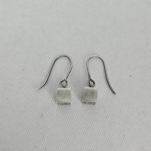 Vintage Modernist Sterling Silver Cube Drop Earrings Dutch ZI Hallmarked