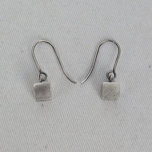 Vintage Modernist Sterling Silver Cube Drop Earrings Dutch ZI Hallmarked