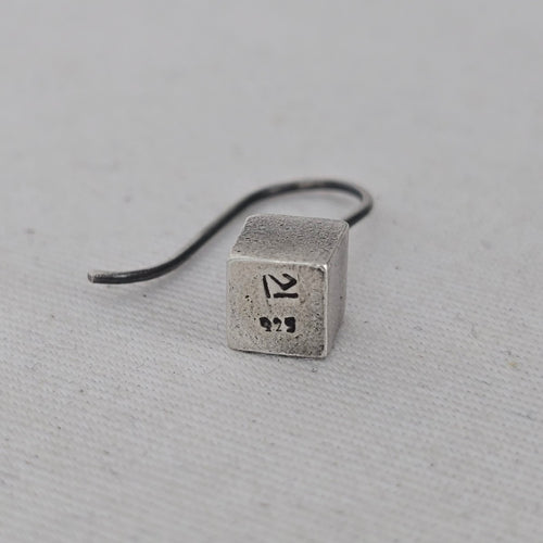 Vintage Modernist Sterling Silver Cube Drop Earrings Dutch ZI Hallmarked