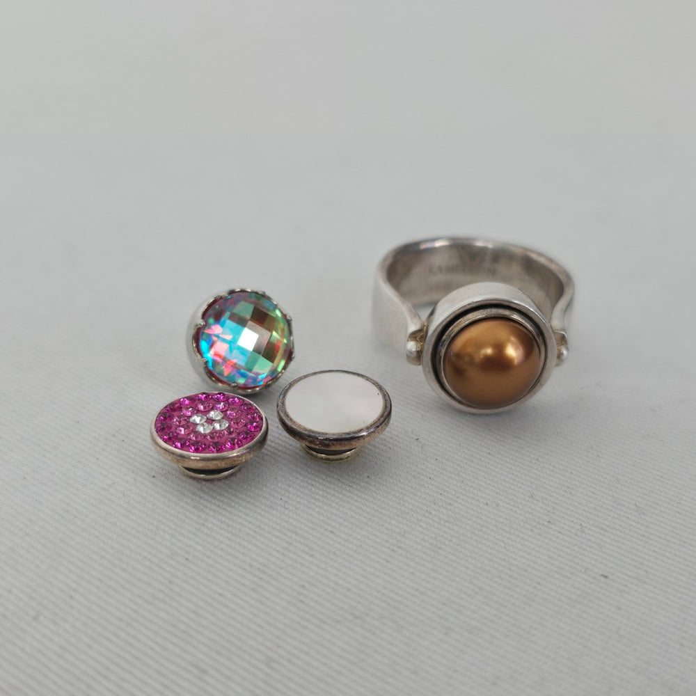 Kameleon 925 Sterling Silver Interchangeable Ring Size 10 with 4 Inserts