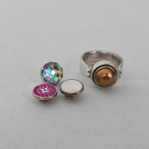 Kameleon 925 Sterling Silver Interchangeable Ring Size 10 with 4 Inserts