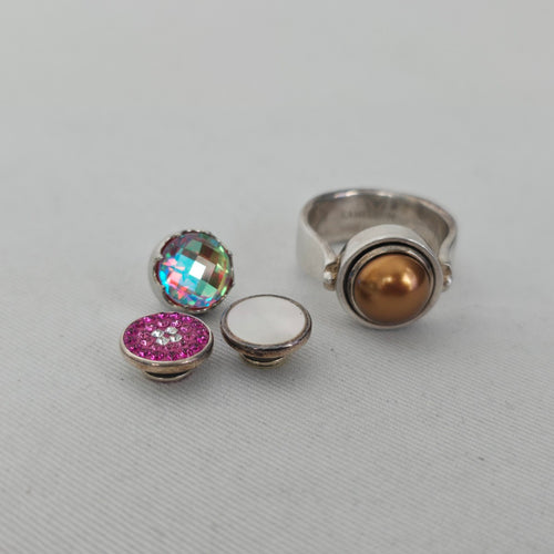 Kameleon 925 Sterling Silver Interchangeable Ring Size 10 with 4 Inserts