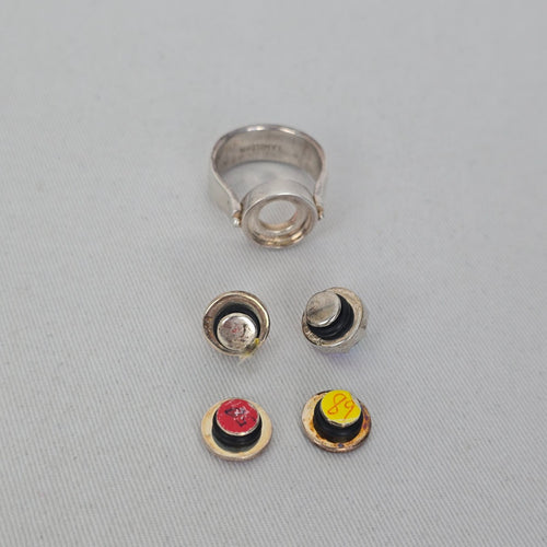 Kameleon 925 Sterling Silver Interchangeable Ring Size 10 with 4 Inserts