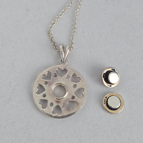 Vintage 925 Sterling Silver Interchangeable Purple Stone Pendant Necklace