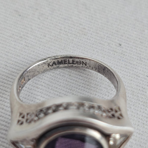Vintage Kameleon 925 Sterling Silver Purple JewelPop Ring Size 7.5