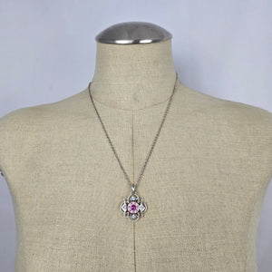 Kameleon 925 Sterling Silver Interchangeable Pink Floral Pendant Necklace