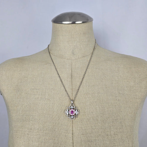 Kameleon 925 Sterling Silver Interchangeable Pink Floral Pendant Necklace