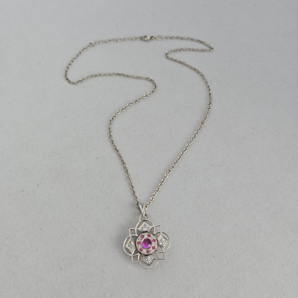 Kameleon 925 Sterling Silver Interchangeable Pink Floral Pendant Necklace