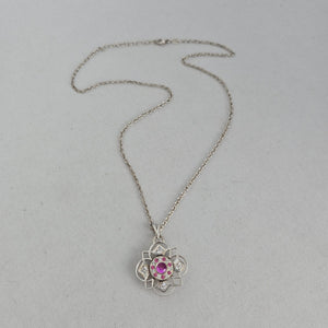 Kameleon 925 Sterling Silver Interchangeable Pink Floral Pendant Necklace