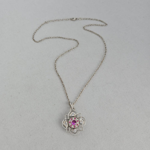 Kameleon 925 Sterling Silver Interchangeable Pink Floral Pendant Necklace